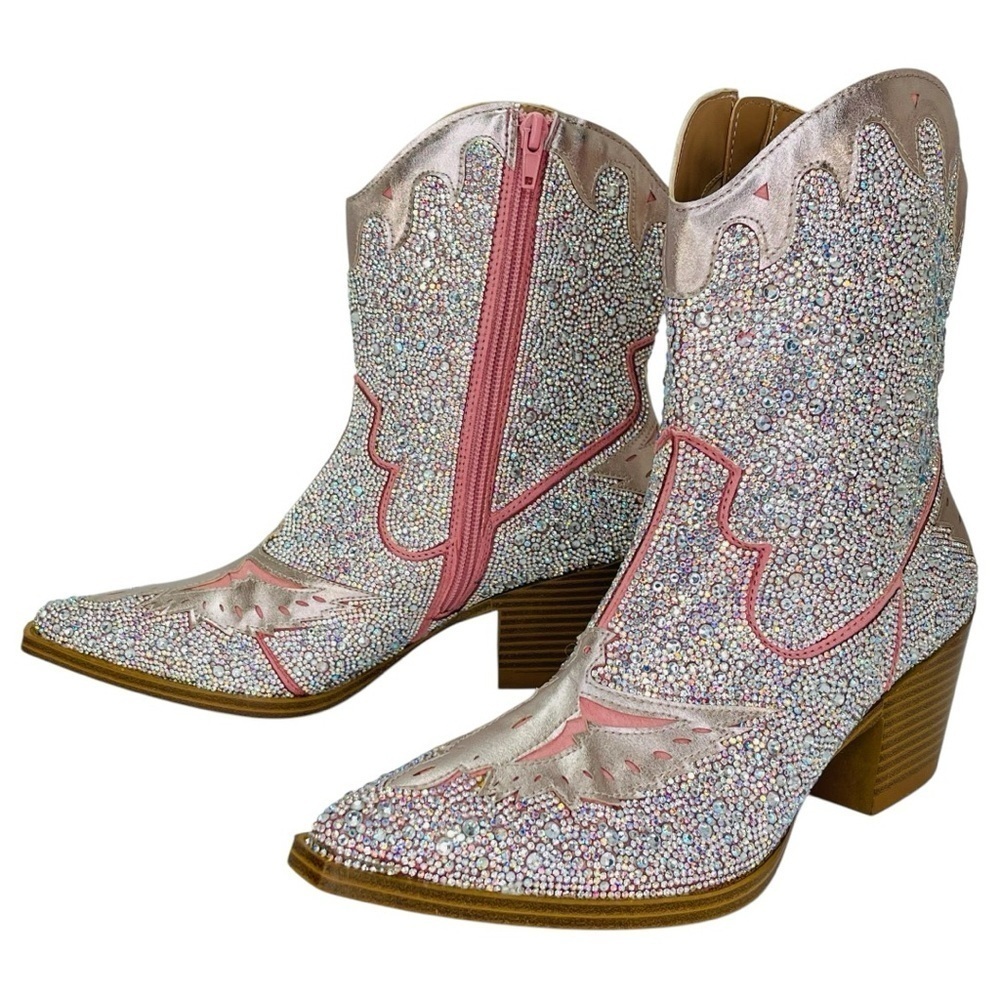 Wild Pair Lourdez Rhinestone Western Style Womens Ankle Boots Size 5.5M - Picture 10 of 14